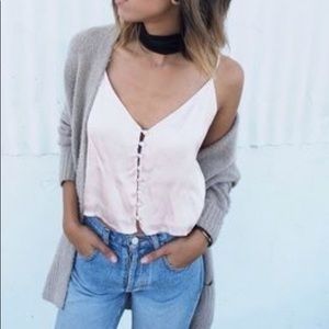 button up silky tank